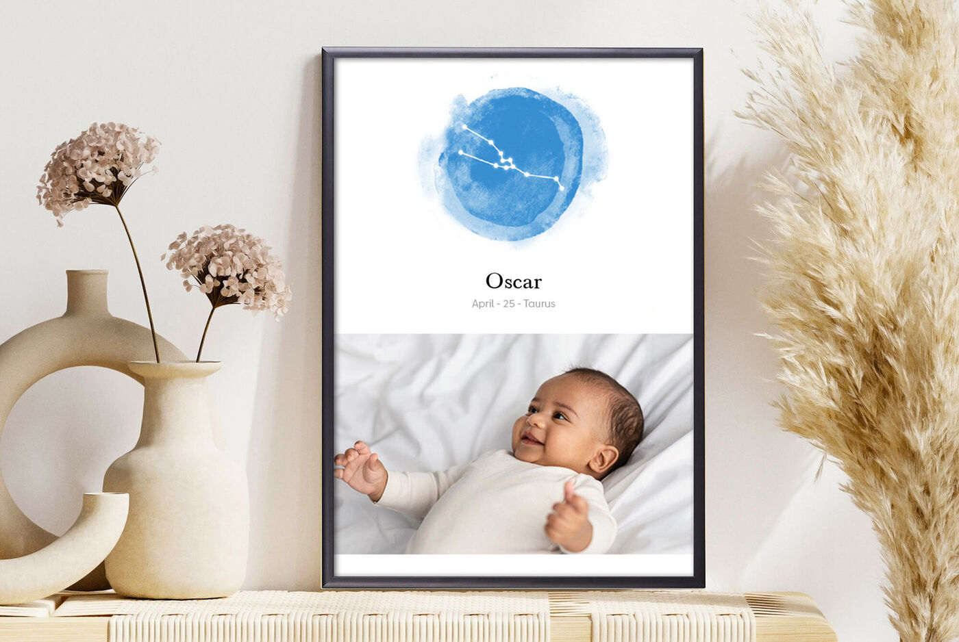 Merveilleux tableau mural avec ciel bleu et le nom Oscar.